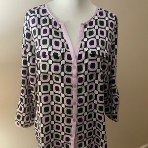 Lavender and Blue Geometric blouse